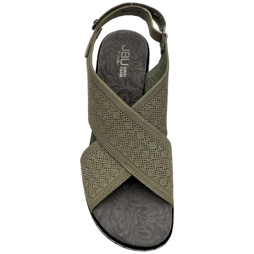 JBU by Jambu Women's Alyssa Shimmer Knit Wedge Heel Sandal Sage - Medium - Picture 2 of 3